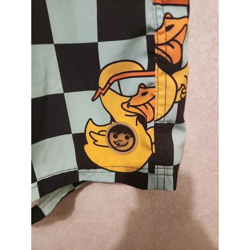 Neff Men's Checkered Rubber Duck Board Shorts Swim Trunks Size L